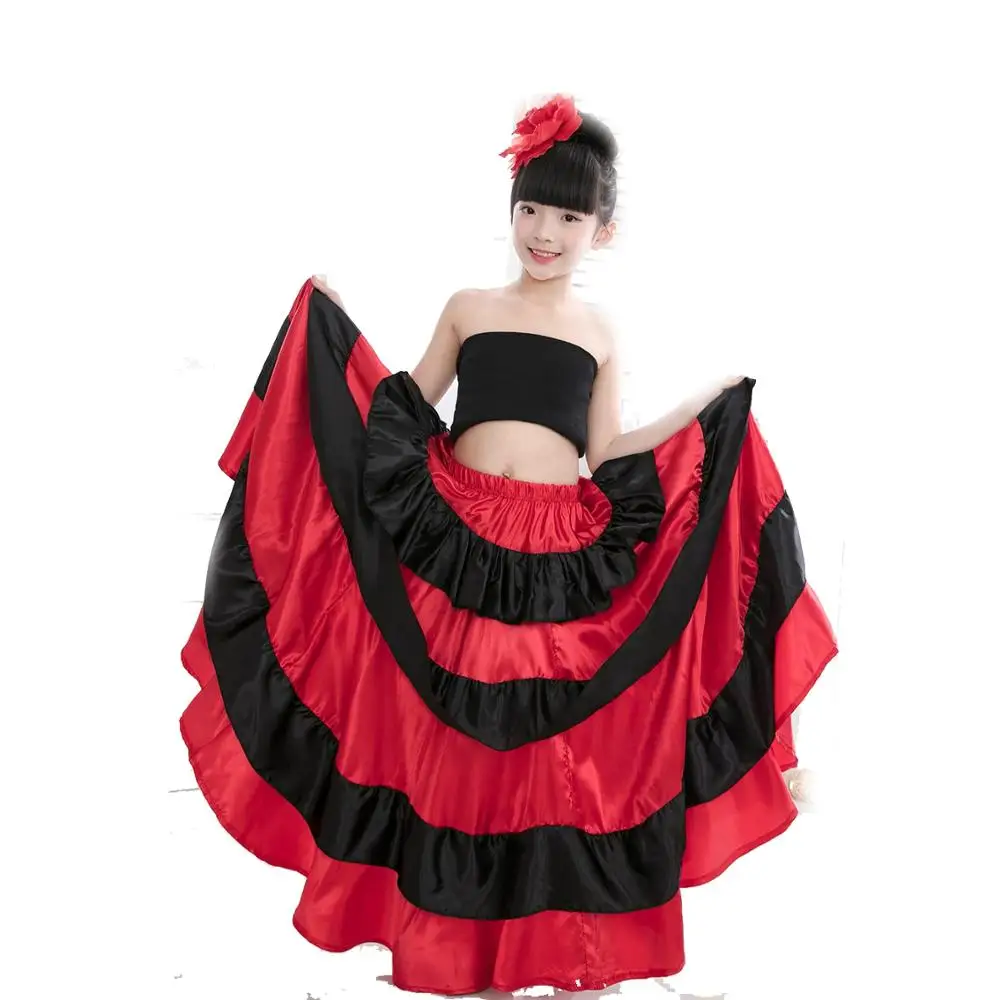 Детская испанская юбка для фламенко бразильский танцевальный костюм цыганский