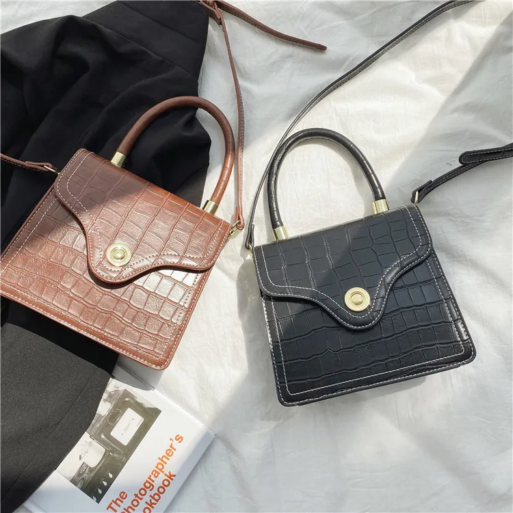 

Luxury Brand Female Flip Square Bag 2019 New Quality Leather Women's Designer Handbag Crocodile pattern Shoulder Messenger Bags