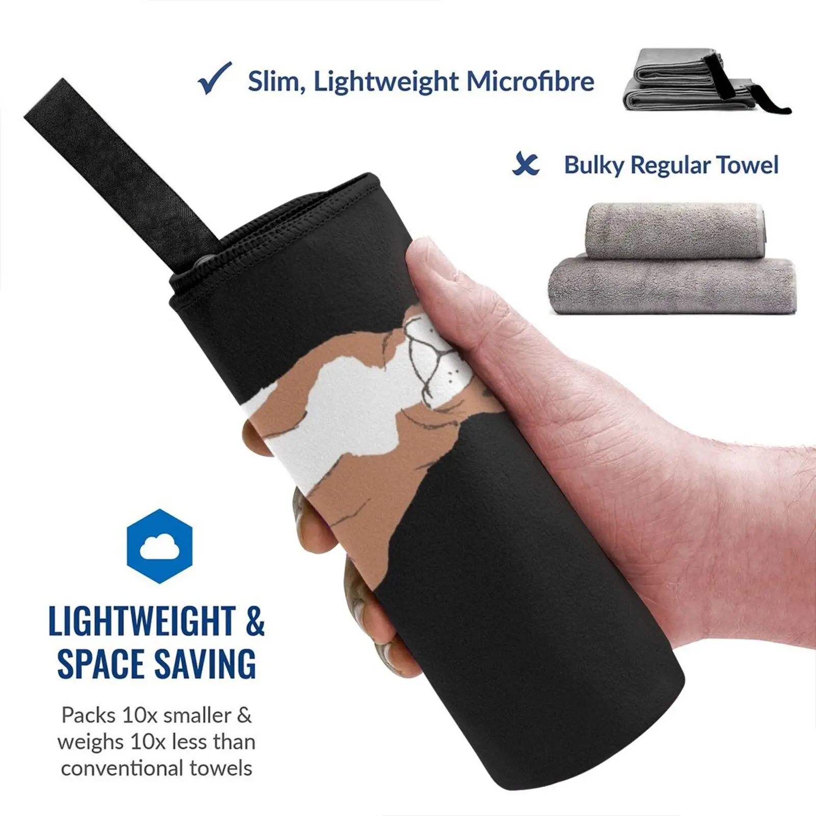 Светло-коричневое полотенце Boston Terrier в акварельном стиле быстросохнущее для