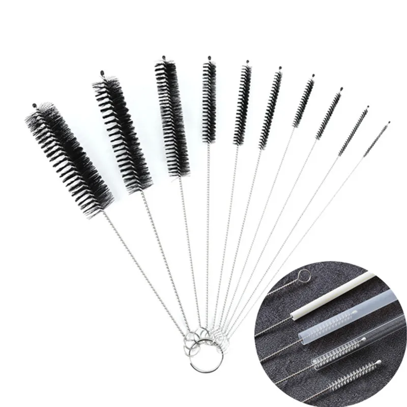 

Stainless Soft Hair Straw Cleaning Brush Set Nylon Bristle Kit Tube Bottle Straw Washing Cleaner Kitchen Crevice Small Brush