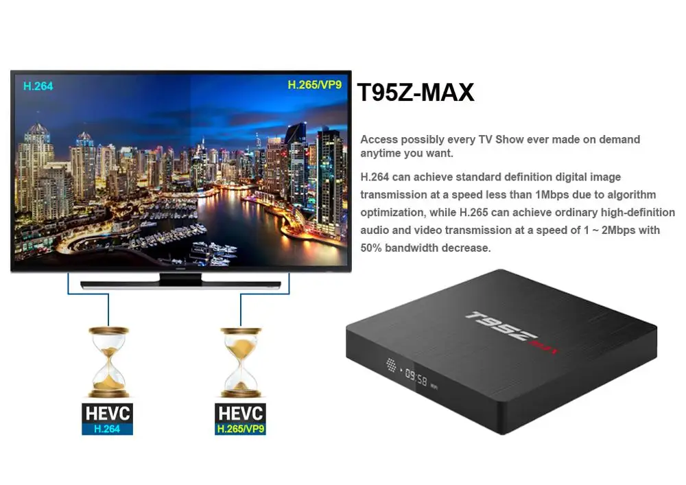 T95Z Max S912 Смарт Android 7 1 ТВ коробка 3G + 32G двухъядерный процессор Wi Fi 1000 м Bluetooth 4 0 4K HD 1000M