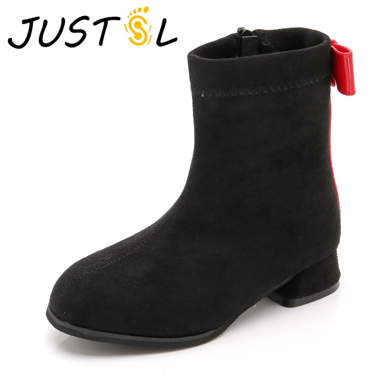 JUSTSL/Детские зимние однотонные модные ботинки для девочек подростков Дикие