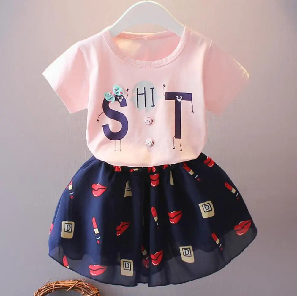 Модные комплекты одежды для маленьких девочек летняя новая детская одежда