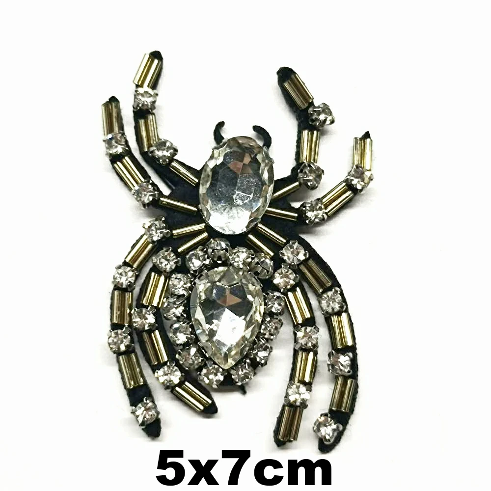 

Design embroidery beaded spider embroideried patches for clothing HO-3337
