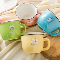 210ml cartoon coffee cup ceramic mug travel cup creative ring handle milk cup tea cup office home drinking utensils coffee mugs