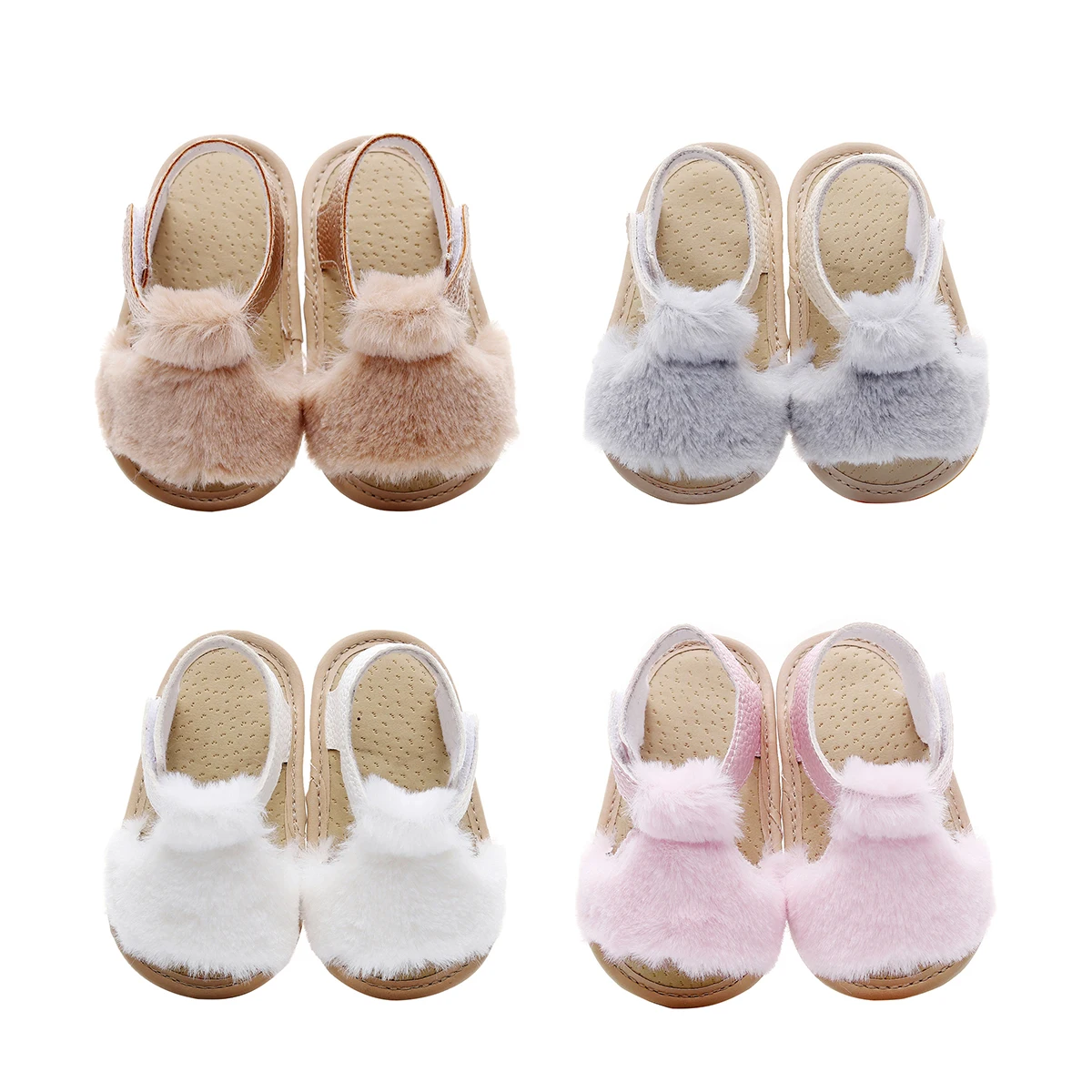 Обувь для новорожденных мальчиков и девочек Нескользящие однотонные плюшевые