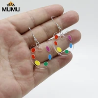 2021 new transparent color acrylic painted board creative personality colorful paint palette pendant charm jewelry party gift