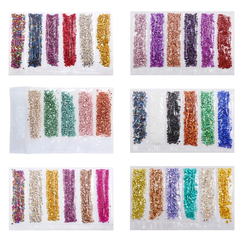 

New 6 Colors Crushed Glass Stones Nail Art UV Crystal Epoxy Resin Jewelry Making