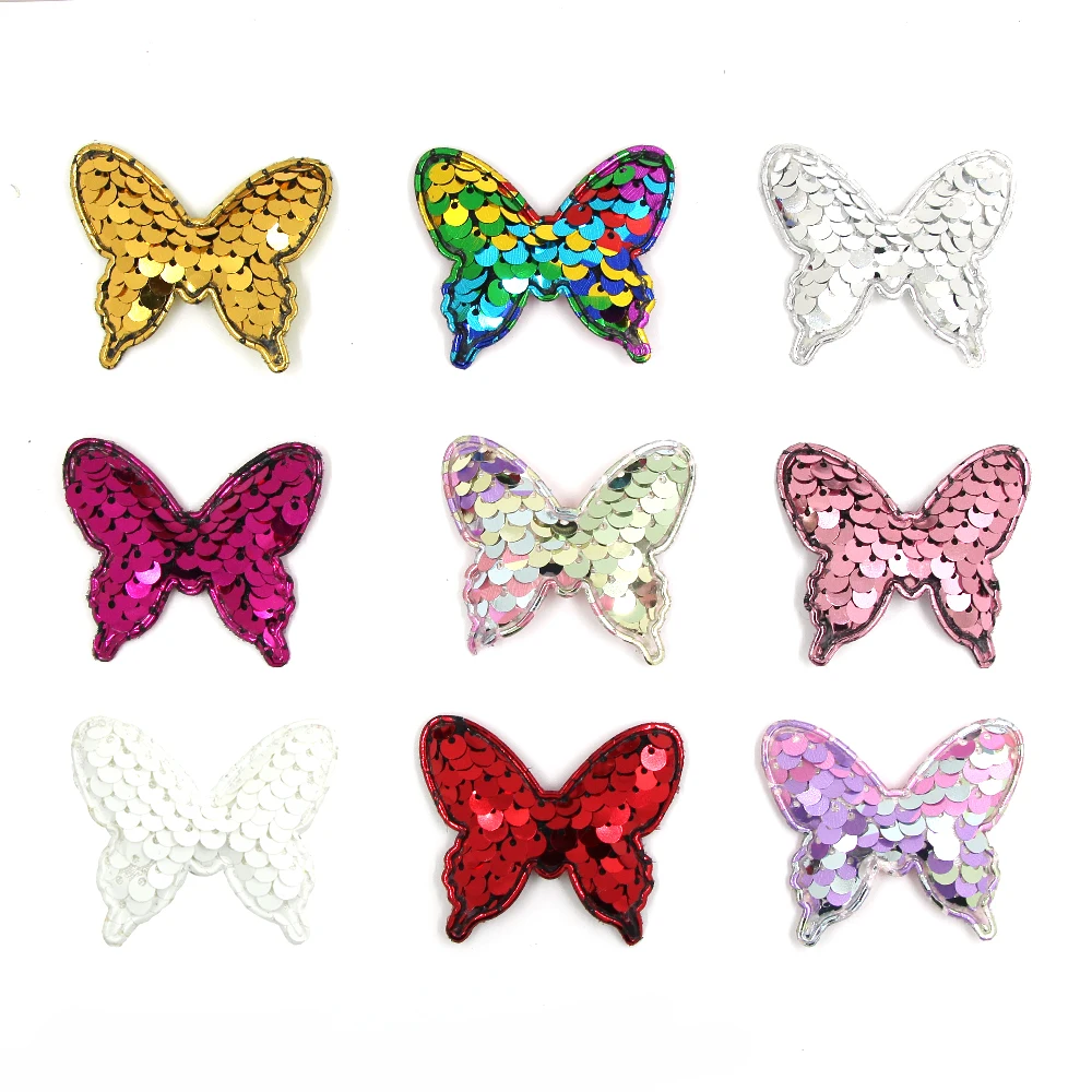 10 шт. в форме бабочки патчи Реверсивные блёстки колодки патч Paillette аппликация для