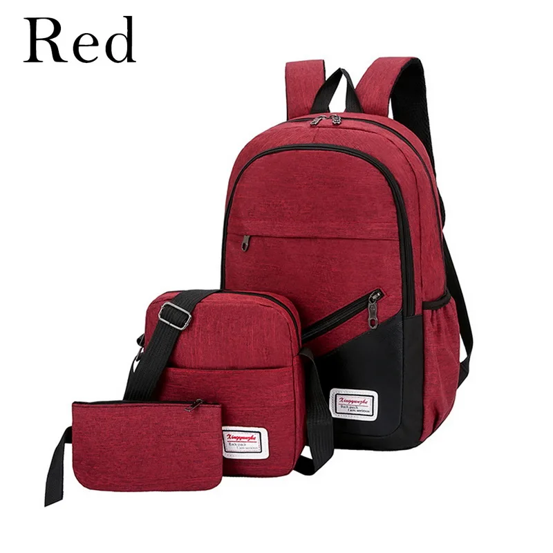 red Heflashor 3 шт./компл. Анти-кражи рюкзак Для мужчин Для женщин Повседневное рюкзак, рюкзак для путешествий с отделением для лэптопа, рюкзак школьный рюкзак Sac A Dos Homme Zaino - Цвет: red