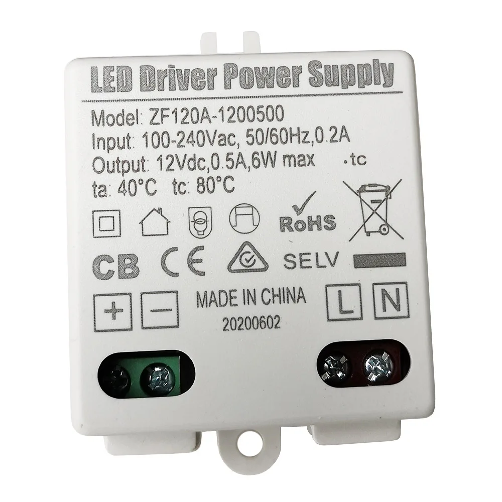 ZF120A 1200500 Светодиодный драйвер питания постоянного напряжения 6 Вт AC/DC адаптер для