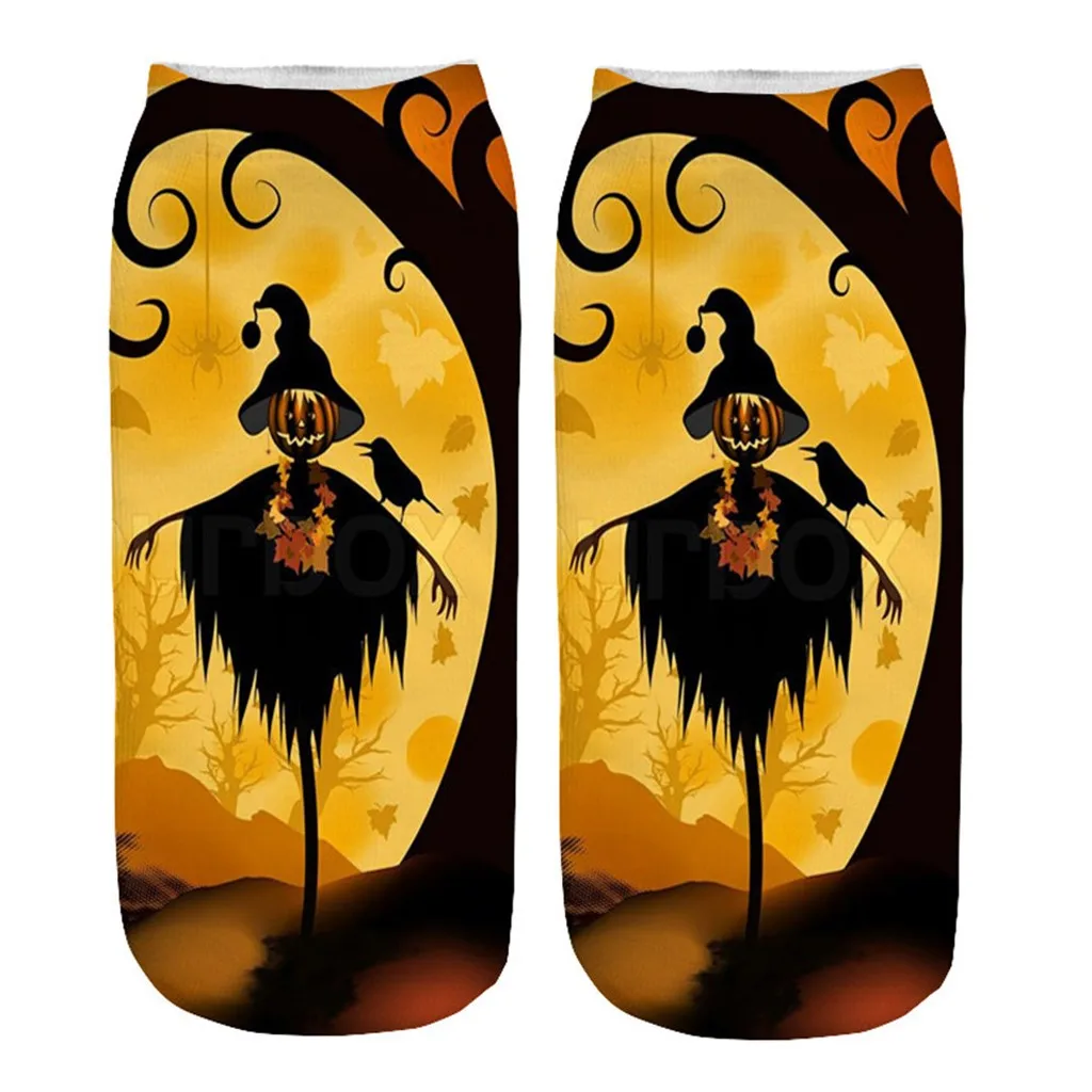 Новые женские 3D печатные носки Хэллоуин Забавный Тыква носок в виде фонаря