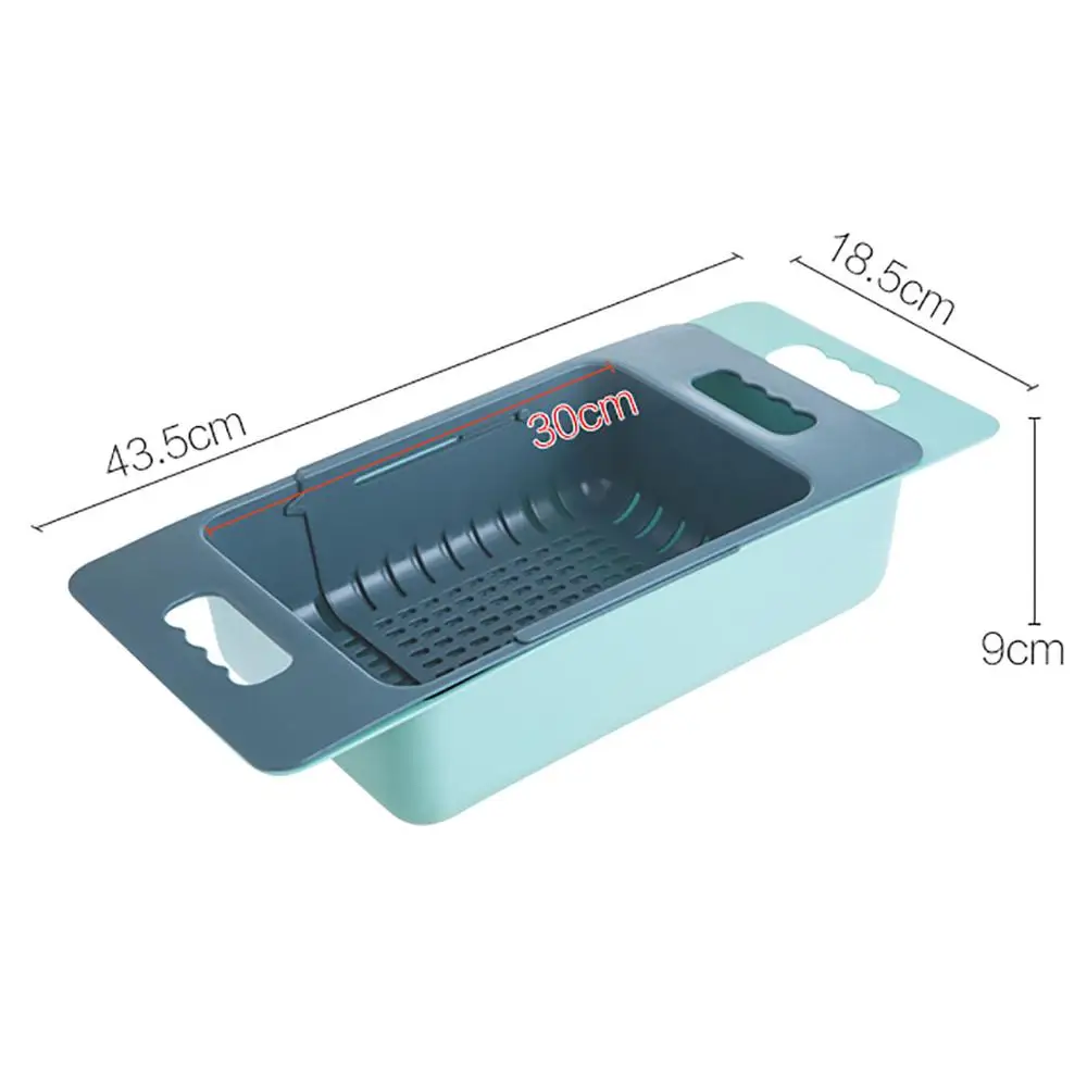 

Kitchen double-layer telescopic sink drain basket fruit basket sink storage rack vegetable and fruit storage basket rack