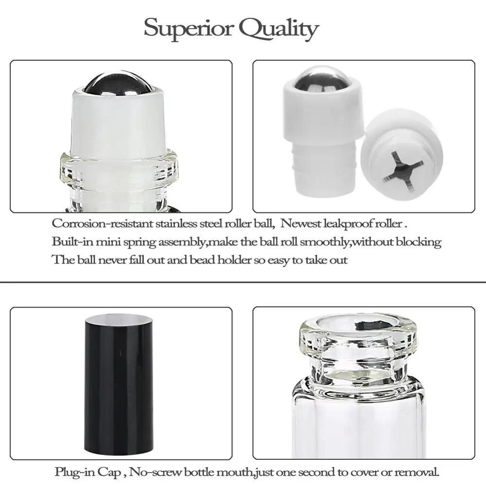 5 шт. 10 мл герметичный роликовый шарик в рулоне бутылка для эфирных масел толстое