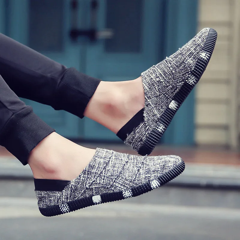 

20221 spring and summer linen canvas shoes trend casual shoes men's pedal lazy shoes breathable cloth shoes