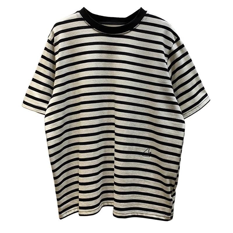 

Spring Clothing Korean Style Loose T-shirt Women's Embroidered Couple's Short-Sleeved Summer Bottoming Shirt Trendy Tops