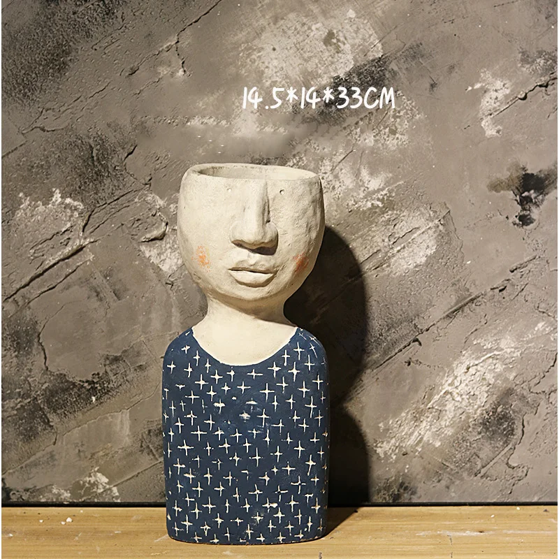 

Happy Home Art Portrait Flower Pot Sculpture Ornaments Creative Flower Vase Potted Flower Garden Decoration creative flower pot