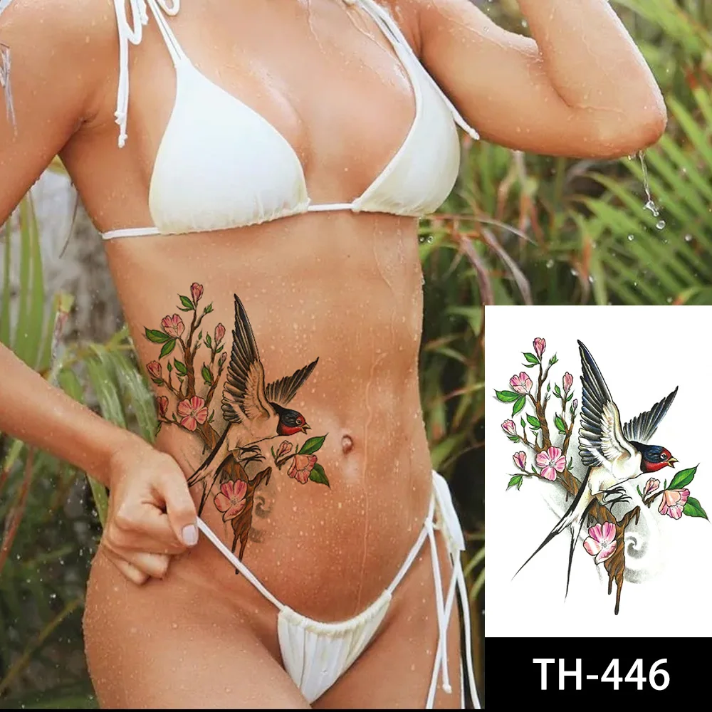 

Fake Temporary Tattoo Sticker Heart Body Feminino Sleeve Longa Realistic Flying Bird Parrot Series Large Stickers Girl Women Men