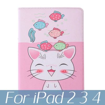 Для iPad 10,2 чехол для планшета тройной складной чехол для iPad 9,7 air 3 10,5 Pro 10,5 чехол с мультяшным котом - Цвет: C3 for ipad 2 3 4
