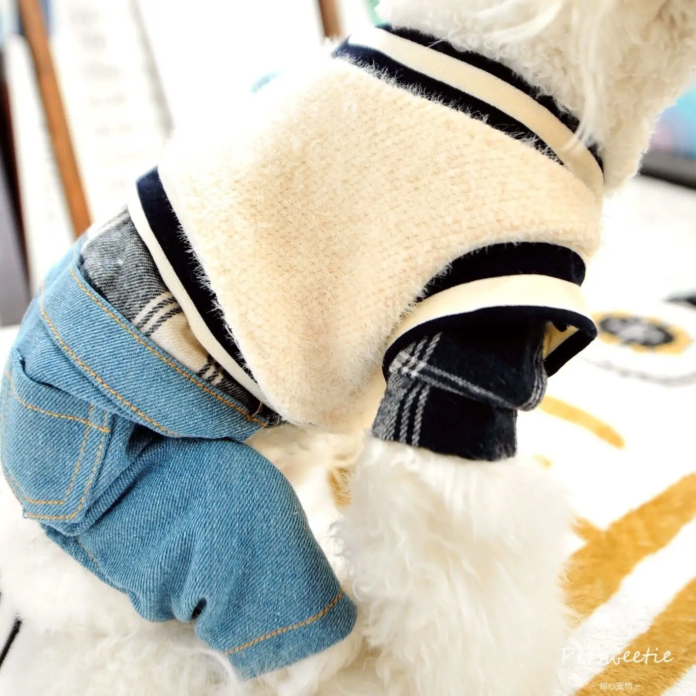 Голубая Собака Джинсы Брюки Комбинезоны для щенков Пудель Shih Tzu маленький XS XL