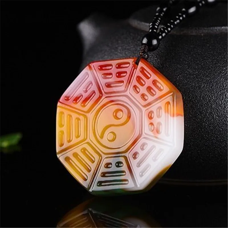 Natural Colour Jade Taiji Bagua Pendant Necklace Hand-Carved Chinese Charm Jadeite Jewelry Fashion Amulet Gifts for Men Women | Украшения и