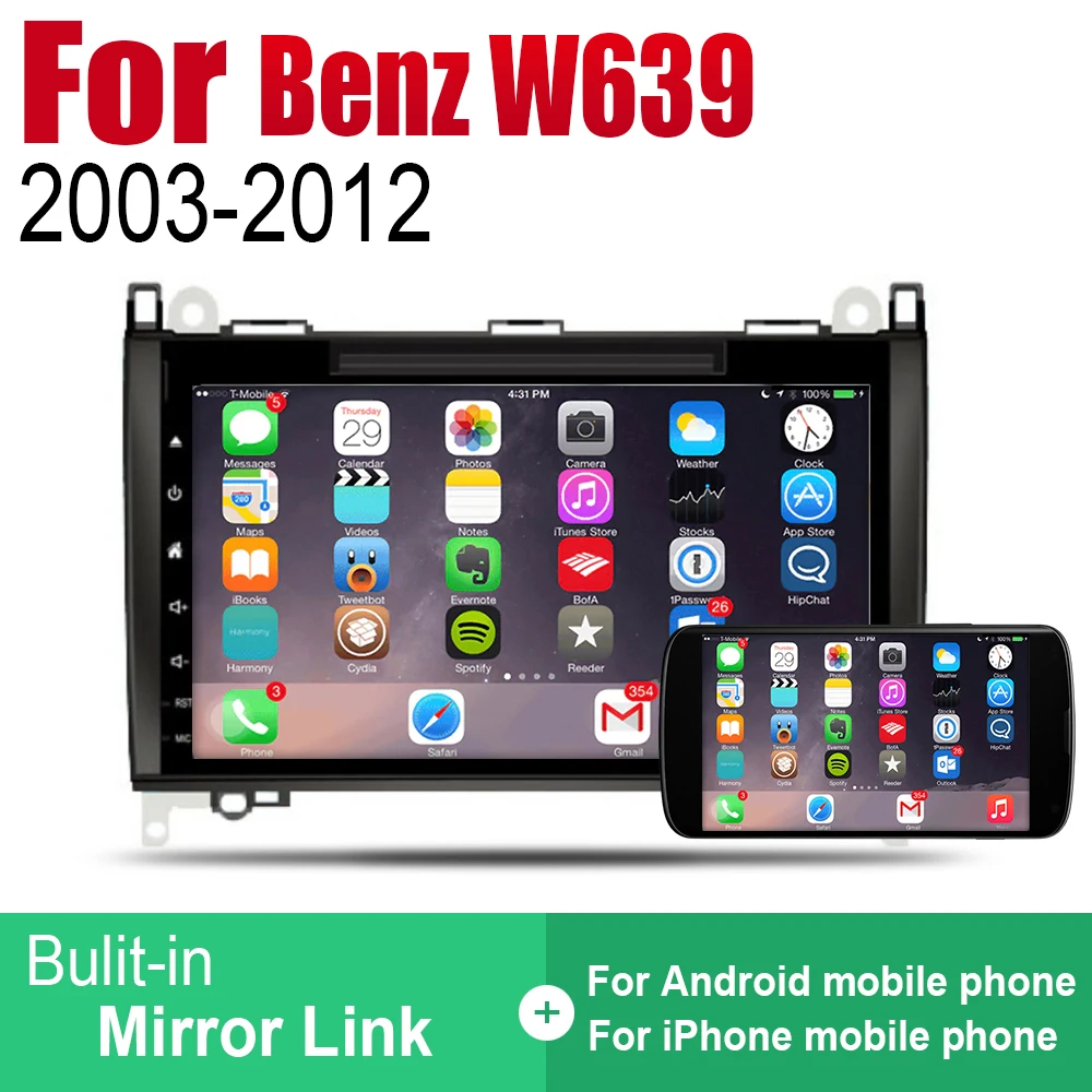 Android 2 Din Авто Радио DVD для Mercedes Benz W639 2003 ~ 2012 NTG автомобильный мультимедийный плеер