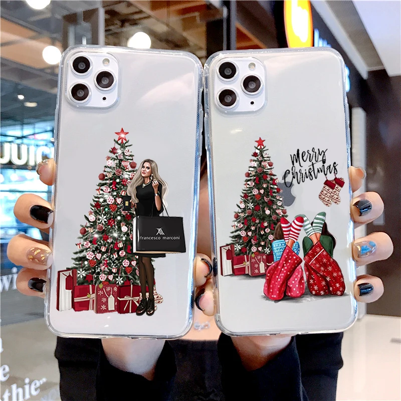 Для Funda IPhone 11 Pro Max Vogue Рождество Девушка Мягкий ТПУ чехол для 6 6S 7 8 Plus X Xr Прозрачный