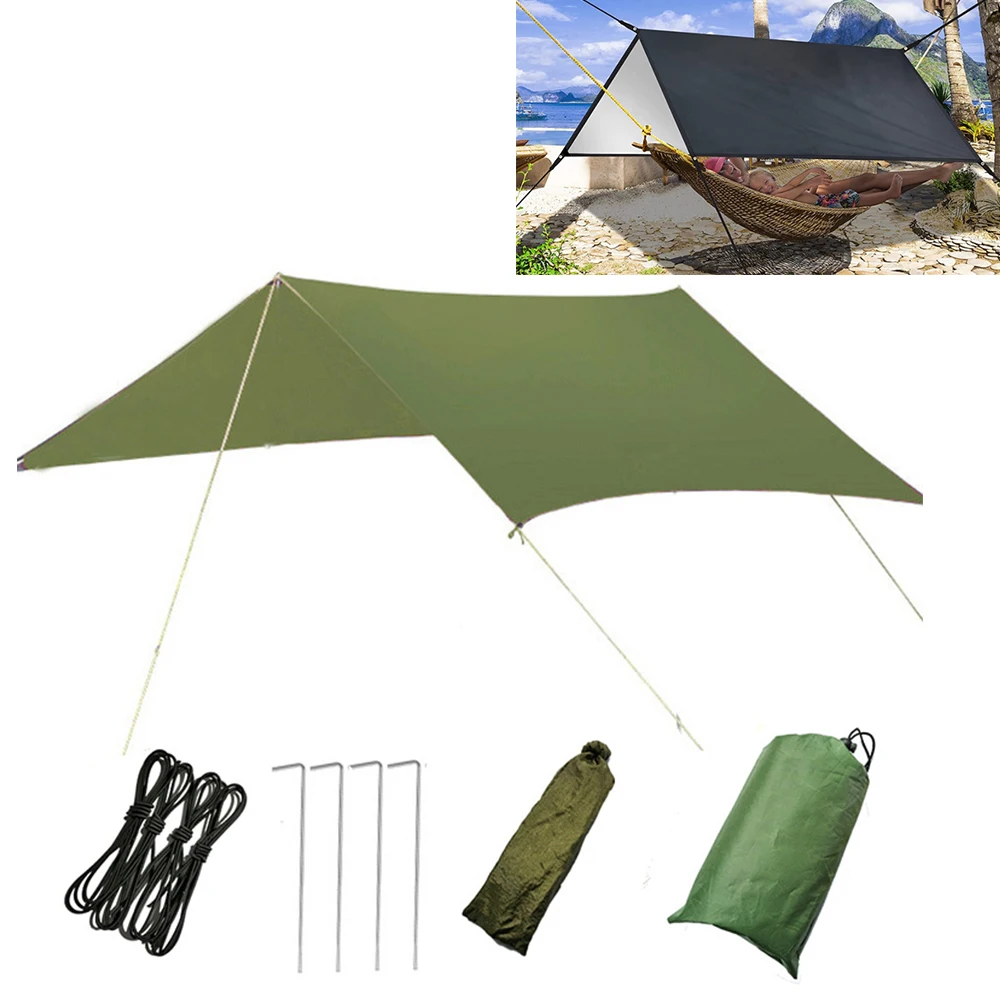 

3x3 M Sun Awning with 6 Pegs and 6 Ropes Waterproof Car Shade Sunshade Garden Beach Umbrella Travel Camping Tent Tarp