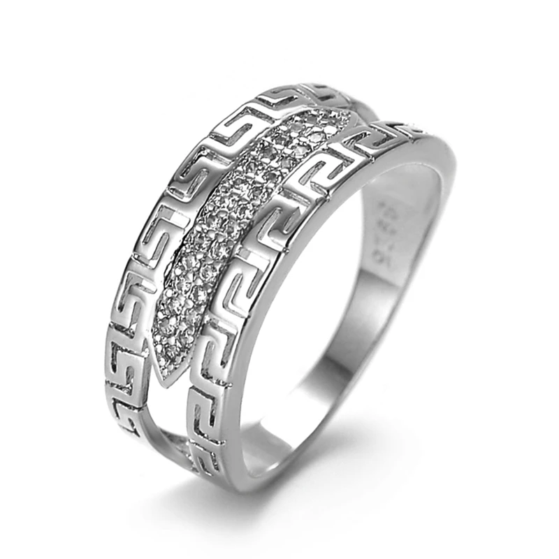 

S925 Sterling Silver women's shining crystal ring platinum jewelry girl adjustable size open ring gift