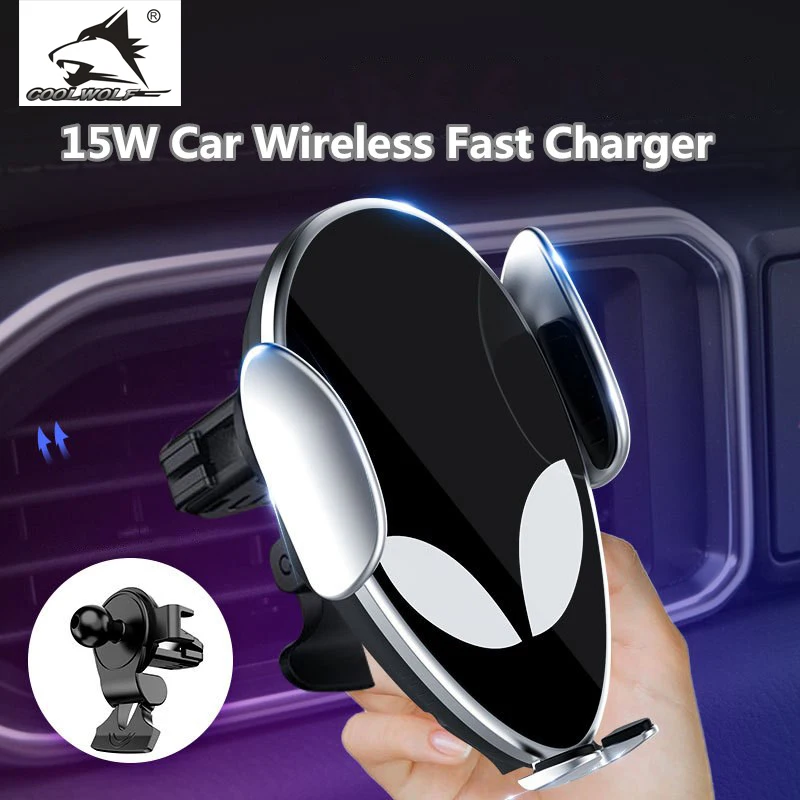 

COOLWOLF 15W Wireless Charger Car Mount for Air Vent Mount Car Phone Holder Intelligent Infrared Fast Wireless Charging Charger