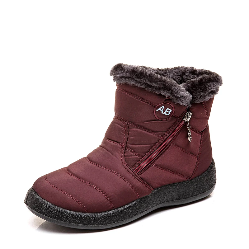 WINE RED 2 Большие размеры 35-43; Новинка года; зимние сапоги женские водонепроницаемые сапоги-трубы из толстого плюша и хлопка женские сапоги с боковой молнией; Размеры 35-43 - Цвет: WINE RED 2