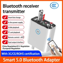 Wireless Adapter Bluetooth 5.0 Receiver Transmitter TF/U Disk Play QC2.0 Charge For Headphone TV IR APP Control EU US Plug