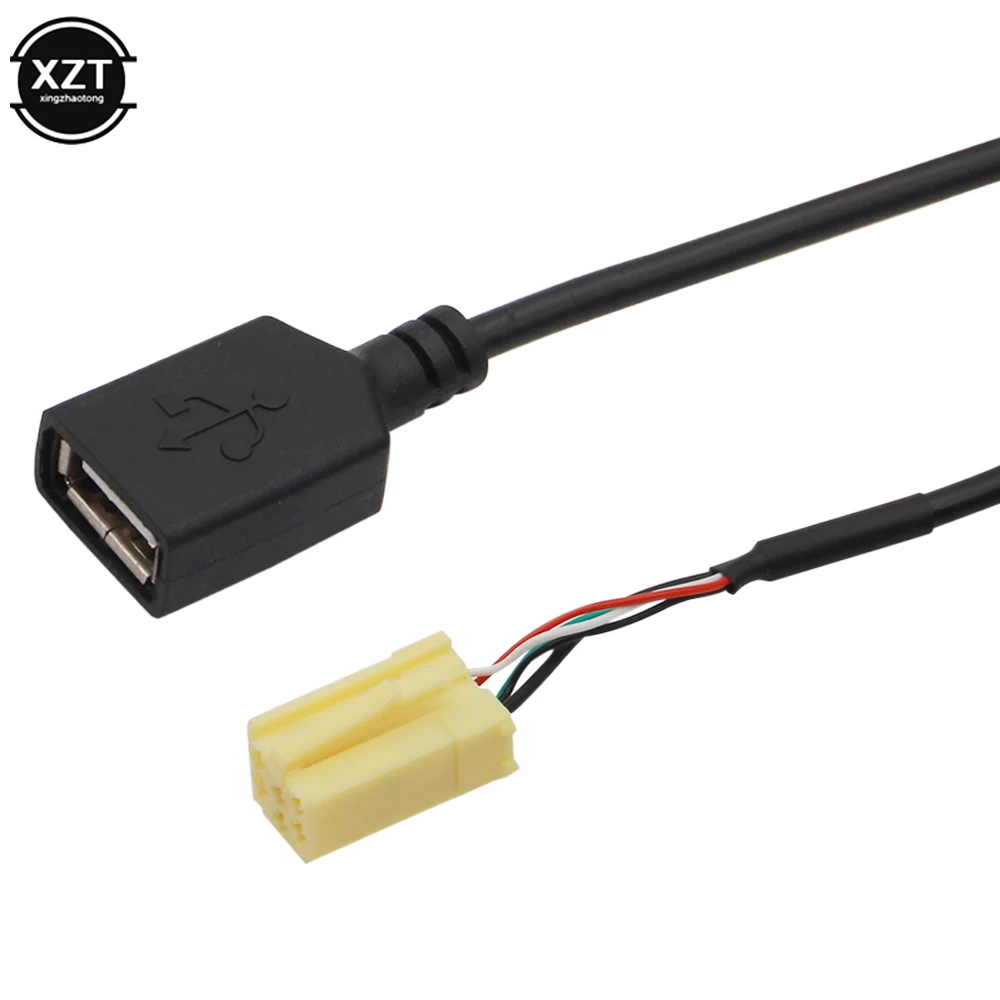 Автомобильный MINI-ISO 6 Pin разъем черный USB кабель с адаптером AUX Функция для Ford Fiat 500