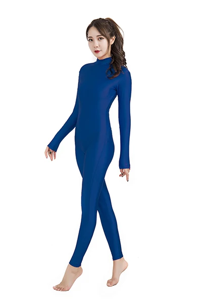 navy blue Женский комбинезон с длинным рукавом, боди для балета, лайкра, спандекс, цельная водолазка, Одежда для танцев, мужские костюмы зентай - Цвет: navy blue