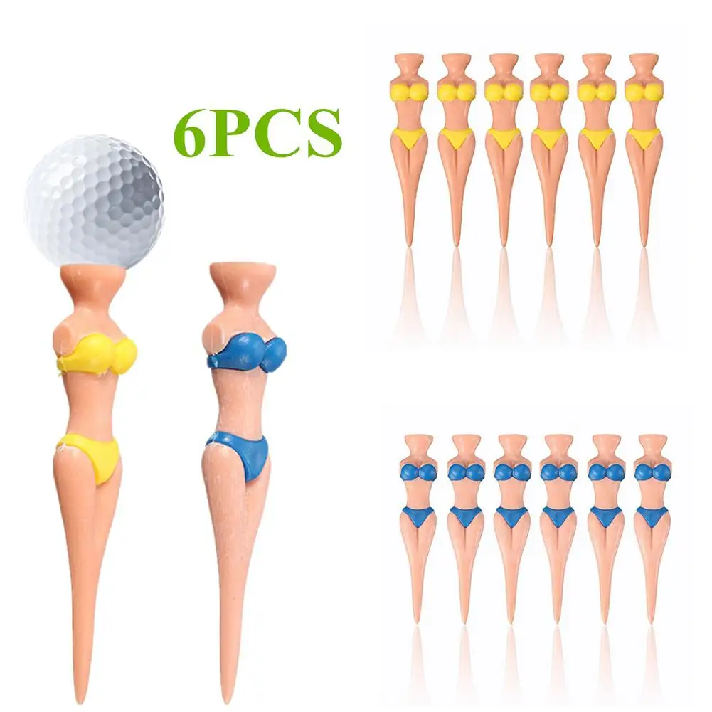 

6pcs Golf Ball Tee Holder Bikini Model Shape Lightweight Plastic Standing Nail Outdoor Golfer Training Aids Accessories