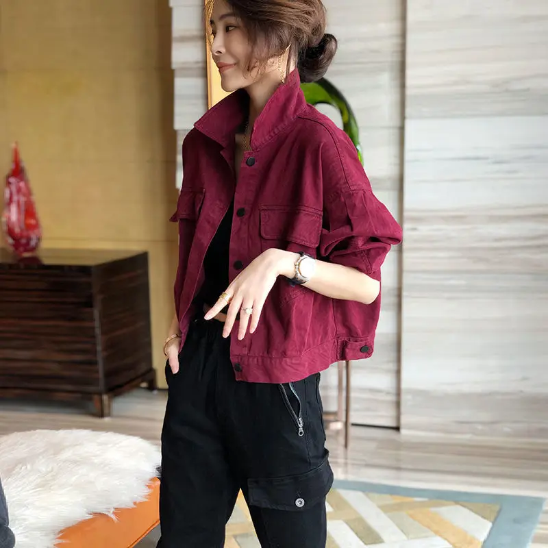 

Spring 2021 new women's fashion denim coat women's short work jeans tide