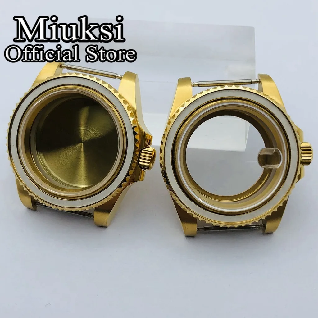 

Miuksi 40mm gold watch case sapphire glass fit NH35 NH36 ETA 2824 2836 Mingzhu DG2813 3804 Miyota821A 8205 8215 PT5000 movement