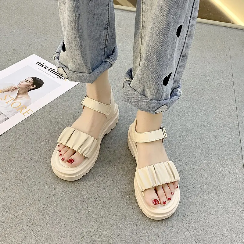 

Beige Heeled Sandals Comfort Shoes for Women All-Match Med 2021 Summer Black Clear Girls Medium New Clogs Beach Fashion Basic Bu