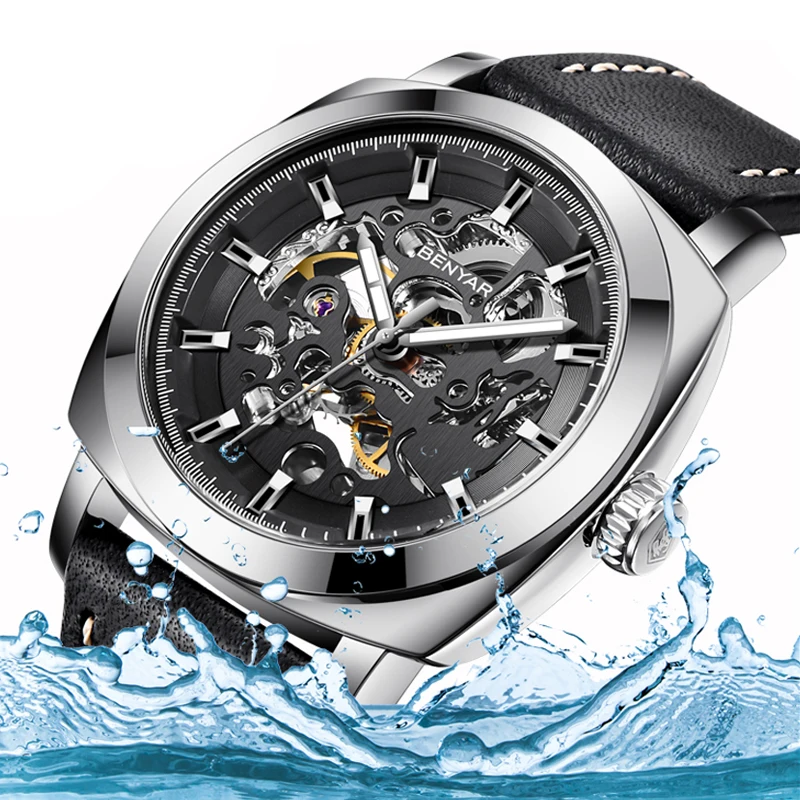 

Выдалбливают Tourbillon автоматические часы Для мужчин Водонепроницаемый Топ Роскошные Брендовые Часы Для мужчин кожаные туфли Мужская Водоне...