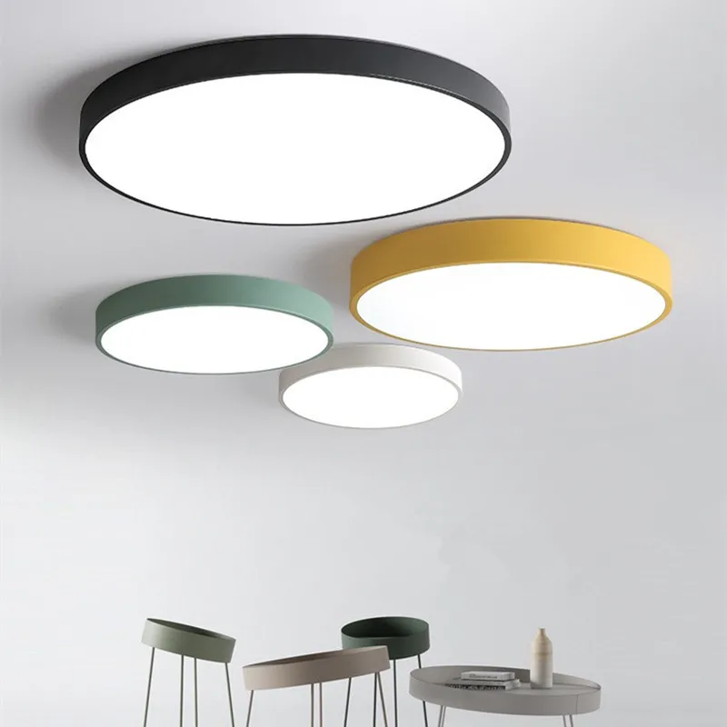 

LED ultra-thin macaron remote control dimming ceiling lamp indoor lighting for living room bedroom round corridor ceiling light