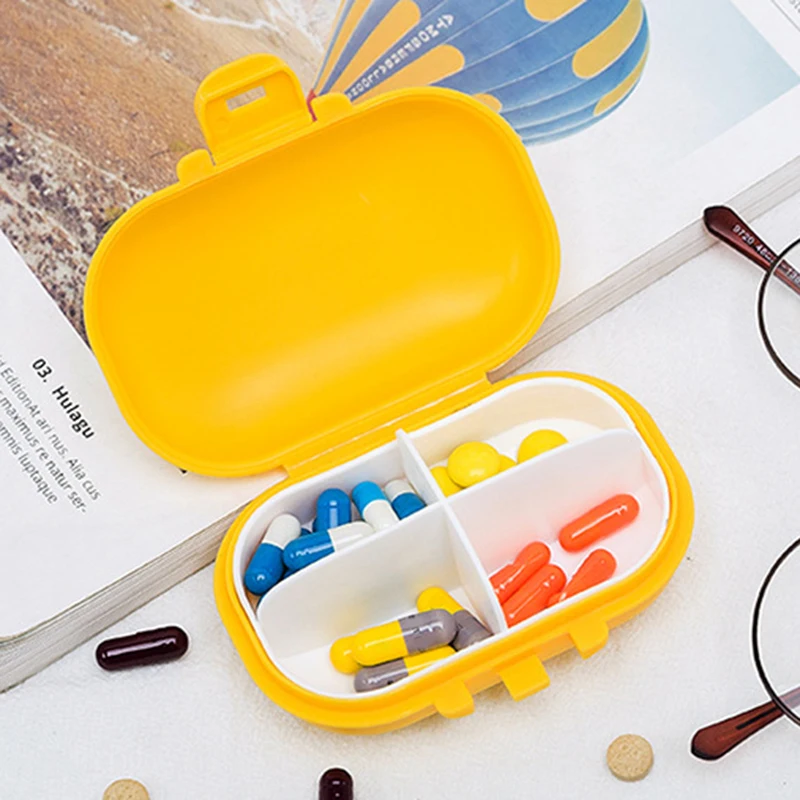 

1 Pieces Container Medicine Box Mini Portable Pill Box Medication Organizer with 3 Removable Compartments