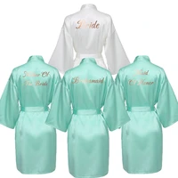 yuxinbridal 2019 new bridesmaid robes robes bridal robes mint satin robe bridesmaid robes wedding rose gold printing white