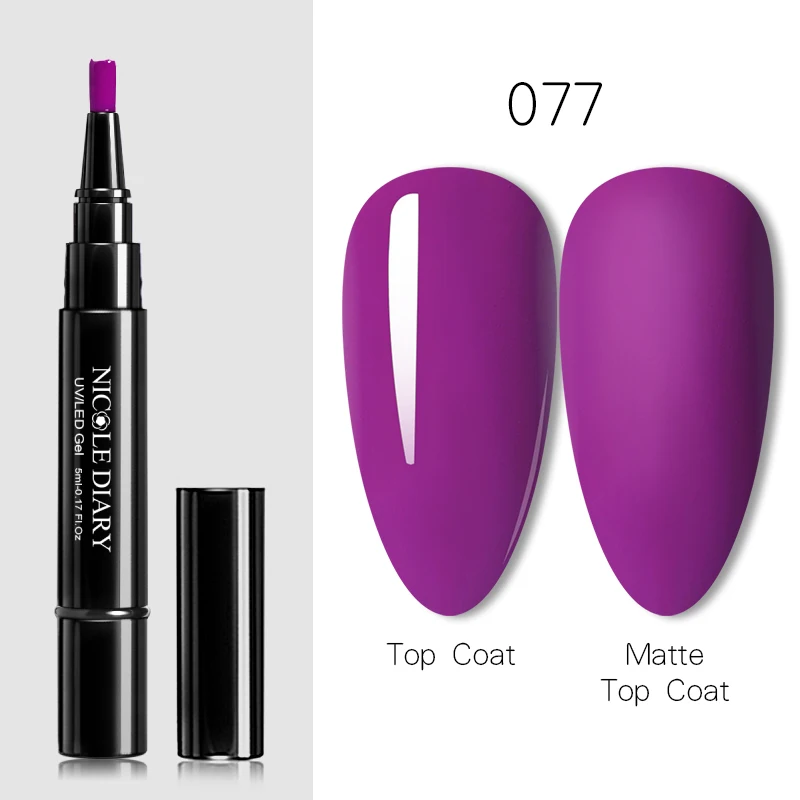 NICOLE DIARY Faster Shipping Purple Nail Gel Varnish Pencil One Step Pen No Need Top Base 3 In 1 UV Glitter Polish | Красота и