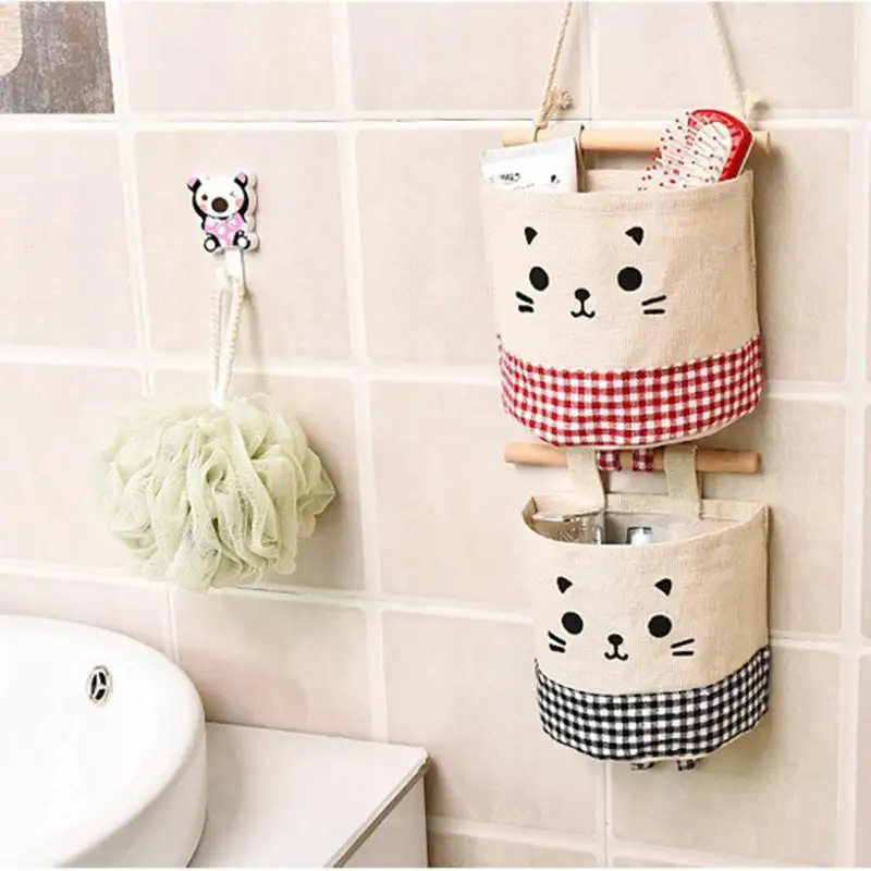Cotton Linen Wall Hanging Organizer Pocket Cartoon Storage Bags Pockets for Cosmetics Storages Containers Girls Purse 60XX | Дом и сад