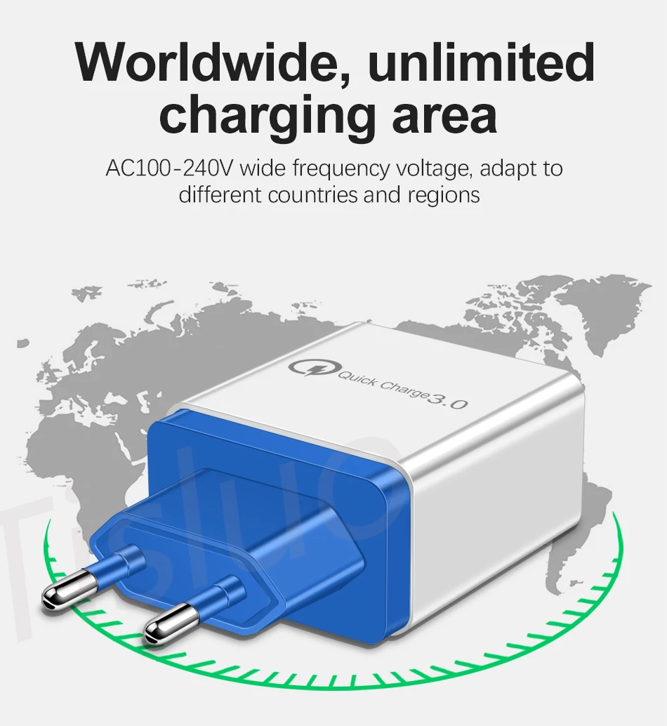 24 Вт Быстрая зарядка 3,0 USB зарядное устройство быстрое зарядное устройство QC3.0 для iPhone X 7 Xiaomi Huwei p10 samsung A50 планшет настенное зарядное устройство разъем-адаптер