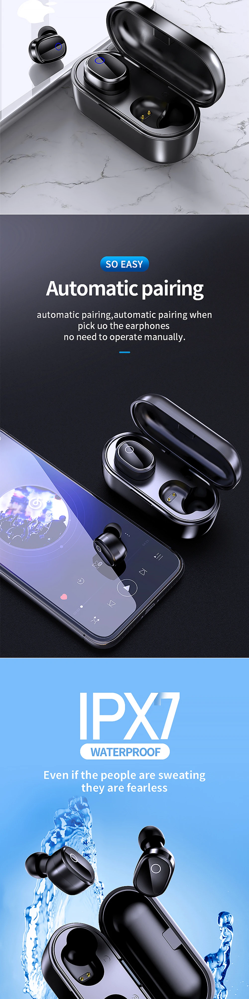 QCR Q7 TWS Bluetooth наушники 6D стерео беспроводные наушники HIFI Звук спортивные наушники громкой связи Игровые наушники с микрофоном