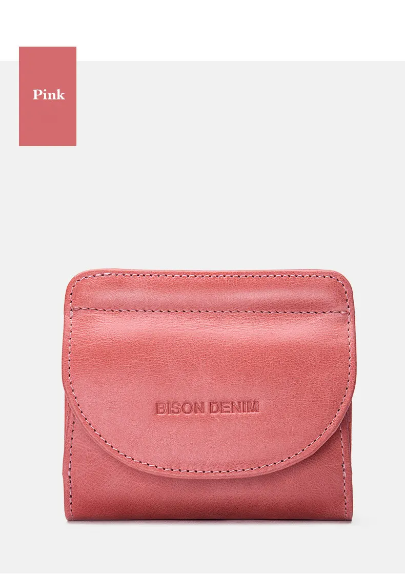 BISON DENIM, натуральная кожа, Женский кошелек, кошелек для монет, для женщин,, Воловья кожа, Женский держатель для карт, Carteira Feminina, женский кошелек, B3274