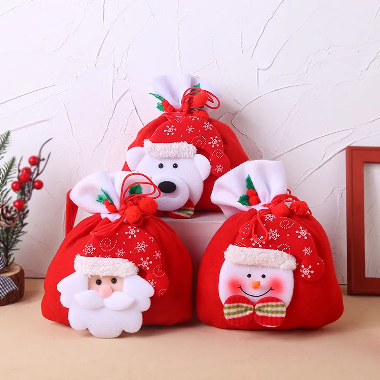 

Christmas Santa gift bag holiday decorations Christmas tote bag.