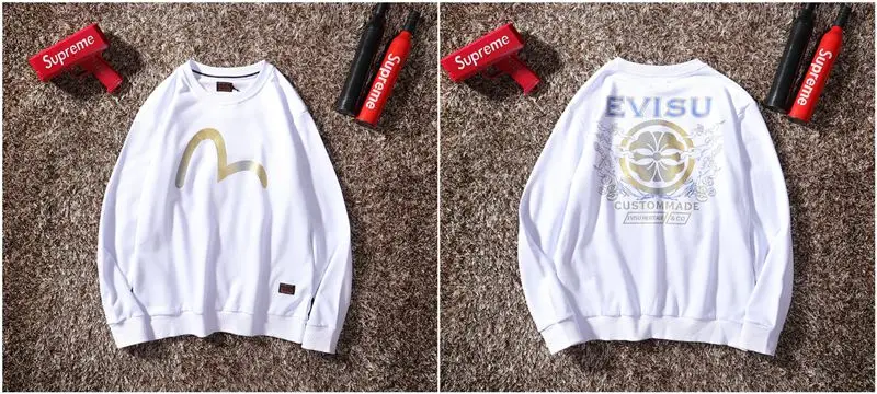 Evisu осенне-зимний мужской свитер с круглым вырезом, теплый дышащий Модный хлопковый свитер с принтом и длинными рукавами для мужчин и женщин, одежда для влюбленных