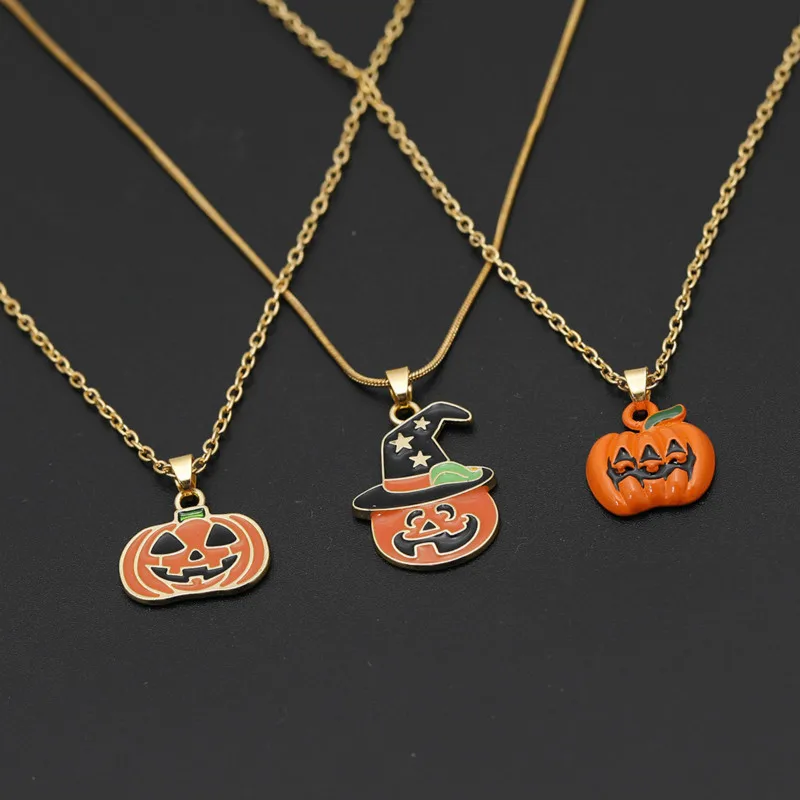 Модный Хэллоуин счастливое ожерелье с тыквой кулон Collare Милая цепочка для женщин